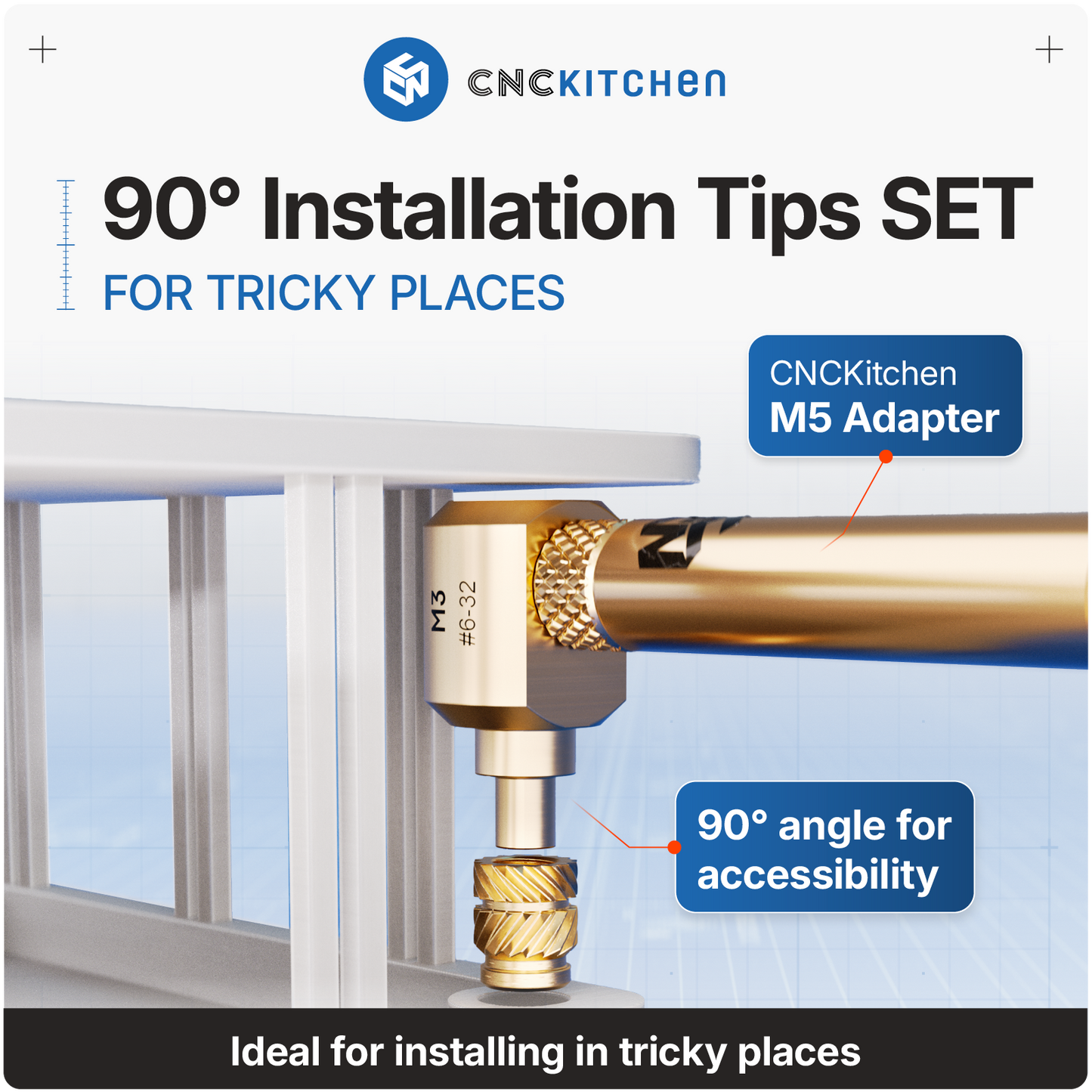 90° Installation Tip SET for M4, M5, M6, M8